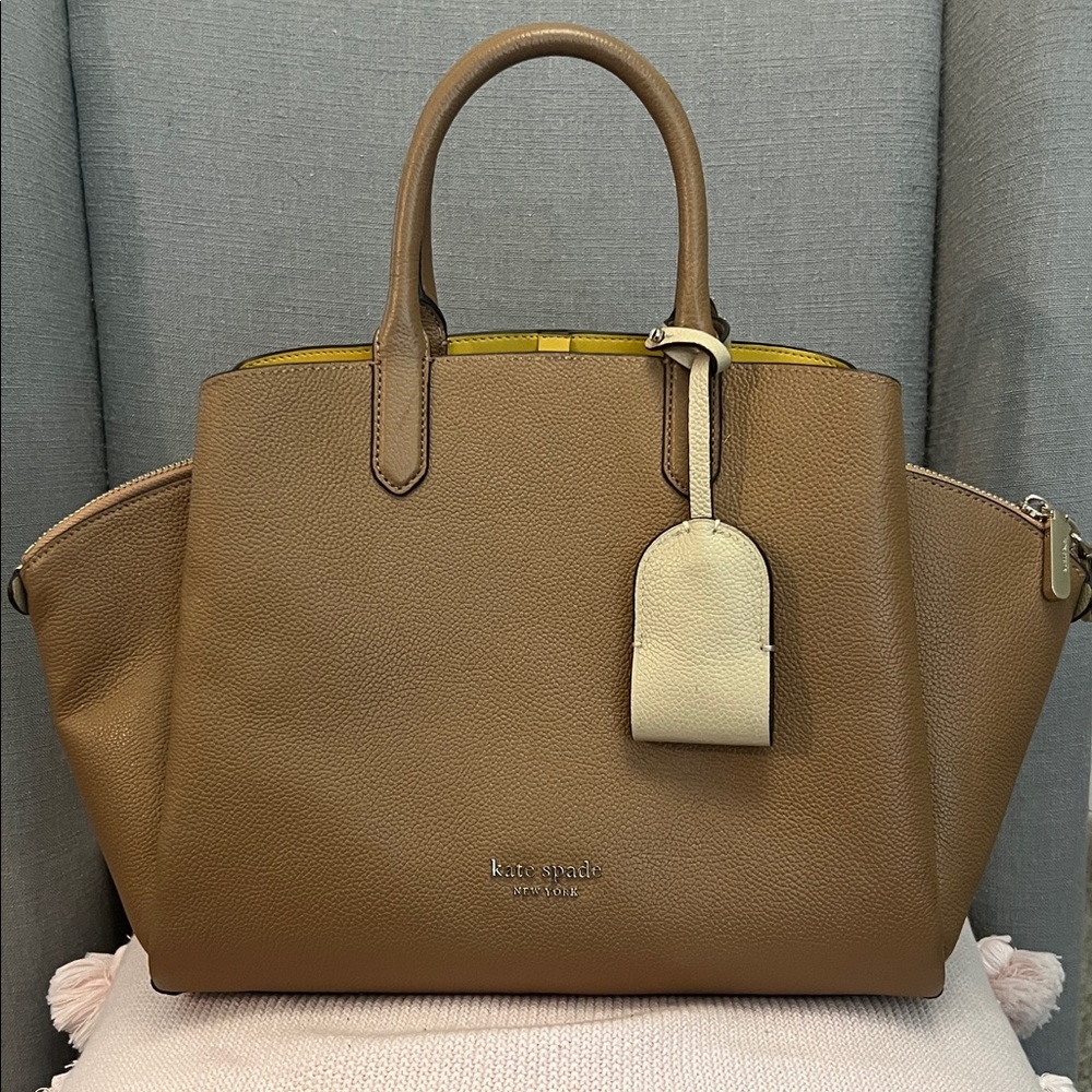 Kate Spade Tan Leather Handbag with Cream Accent